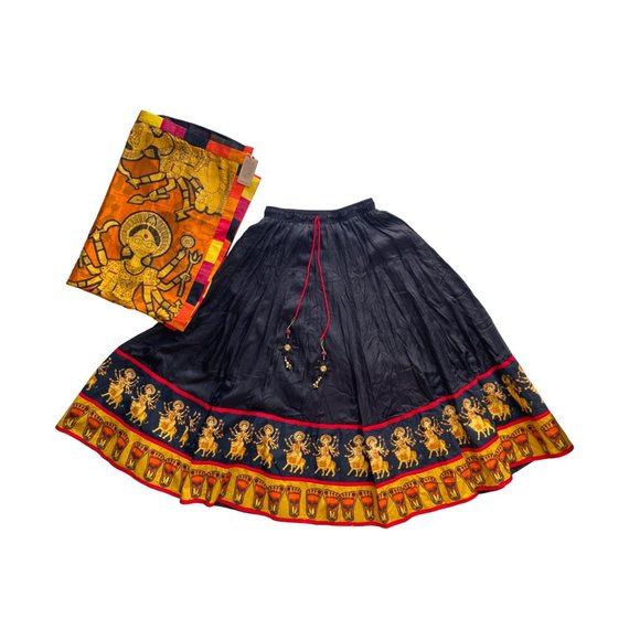 NWT UDD skirt with Dupatta set of 2 Yellow Black 96 x 32 in - Picture 2 of 11